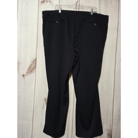 Claiborne Pants Mens 44x30 Black Dress Slacks Stretch Rayon Blend Flat Front - Picture 3 of 6